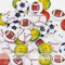 Boule en bois de boutons de ballon de rugby coloré de football de dessin animé de bande dessinée