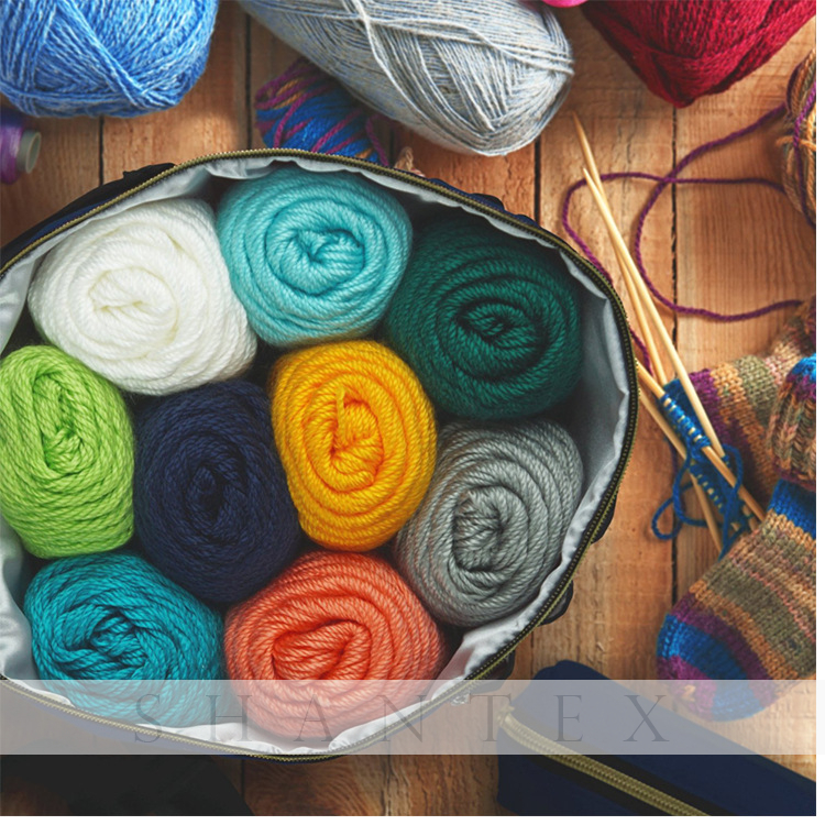 Sac de toile de stockage tricoté durable bleu organisateur de stockage de Crochet Sac de stockage de fil de tricot personnalisé