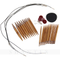 Changer tête bambou circulaire bricolage aiguille à tricoter crochet crochet ensemble emballé dans un étui en cuir orange PU