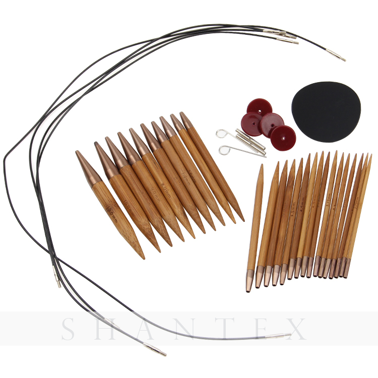 Changer tête bambou circulaire bricolage aiguille à tricoter crochet crochet ensemble emballé dans un étui en cuir orange PU